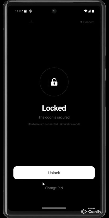 Phone app showing a closed padlock above the word Locked and the line The door is secured.